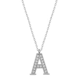 Silver Rhodium Letter A Women's Necklace