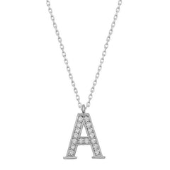 Silver Rhodium Letter A Women's Necklace