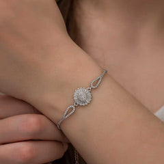 Silver Rhodium Baguette Stone Infinity Bracelet