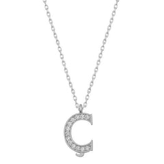 Collier femme lettre C en argent rhodié