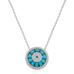 Silver Rhodium Glass Eye Evil Eye Women's Necklace