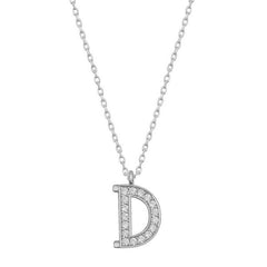 Collier pour femme en argent rhodié avec lettre D