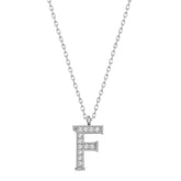 Silver Rhodium Letter F Women's Necklace