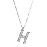 Silver Rhodium Letter H Women's Necklace