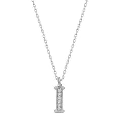 Collier pour femme en argent rhodié avec lettre I