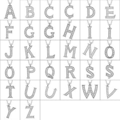 Collier pour femme en argent rhodié avec lettre I