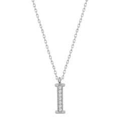 Collier pour femme en argent rhodié avec lettre I