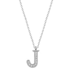 Collier femme en argent rhodié avec lettre J