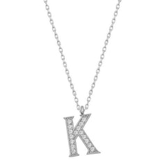 Collier pour femme en argent rhodié avec lettre K