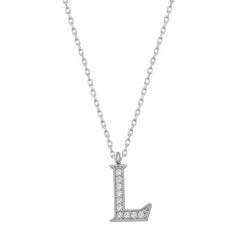 Collier femme lettre L en argent rhodié