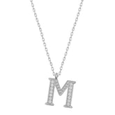Silver Rhodium Letter M Women's Necklace