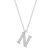 Silver Rhodium Letter N Women's Necklace