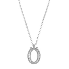 Collier pour femme en argent rhodié avec lettre O