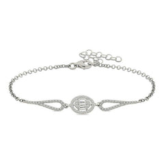 Silver Rhodium Oval Baguette Bracelet