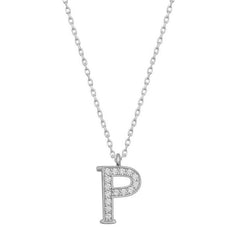 Collier pour femme en argent rhodié avec lettre P