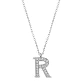 Silver Rhodium Letter R Women's Necklace