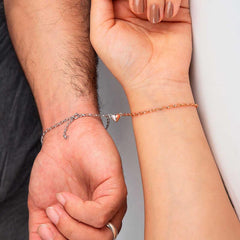 Silver Rhodium Rose Double Heart Love Bracelet