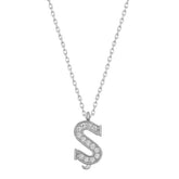 Silver Rhodium Letter S Women's Necklace