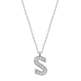Silver Rhodium Letter S Women's Necklace