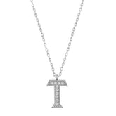 Silver Rhodium Letter T Women's Necklace