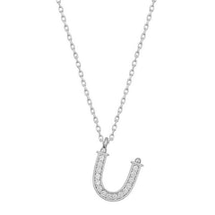 Silver Rhodium Letter U Women's Necklace