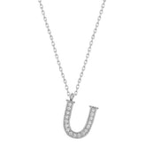 Silver Rhodium Letter U Women's Necklace