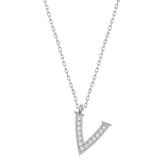 Silver Rhodium Letter V Women's Necklace
