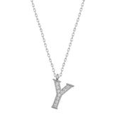 Silver Rhodium Letter Y Women's Necklace