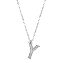 Collier pour femme en argent rhodié avec lettre Y