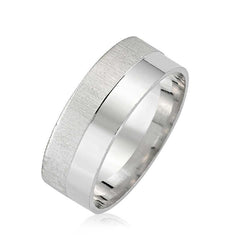Silver Matte Shiny Wedding Ring