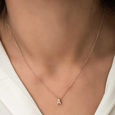 Silver Rose 3D Letter A Women's Necklace