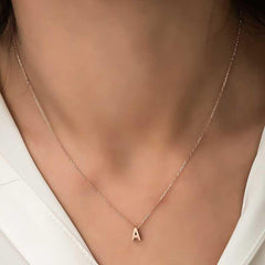 Silver Rose 3D Letter A Women's Necklace