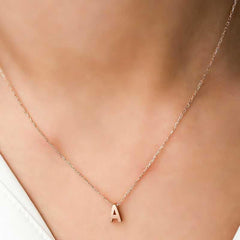 Silver Rose 3D Letter A Women's Necklace