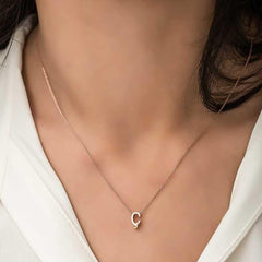 Silver Rose 3D Letter C Women's Necklace