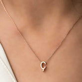 Silver Rose 3D Letter C Women's Necklace
