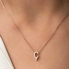 Silver Rose 3D Letter C Women's Necklace