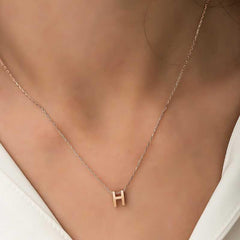Silver Rose 3D Letter H Women's Necklace