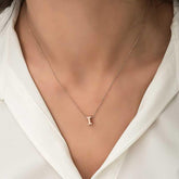 Silver Rose 3D Letter I Women's Necklace