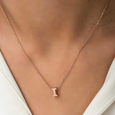 Silver Rose 3D Letter I Women's Necklace