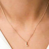 Silver Rose 3D Letter L Women's Necklace