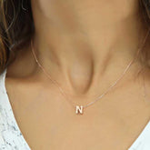 Silver Rose 3D N Letter Women's Necklace