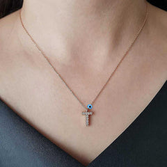 Silver Rose 3D Evil Eye Letter Women's Necklace