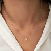 Silver Rose 3D Letter P Women's Necklace