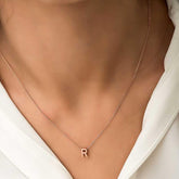 Silver Rose 3D Letter R Women's Necklace