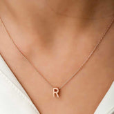 Silver Rose 3D Letter R Women's Necklace