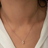 Silver Rose 3D Letter S Women's Necklace