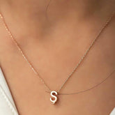 Silver Rose 3D Letter S Women's Necklace