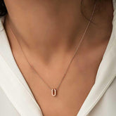 Silver Rose 3D Letter U Women's Necklace