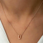 Silver Rose 3D Letter U Women's Necklace