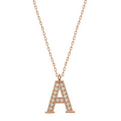 Silver Rose Letter A Women's Necklace